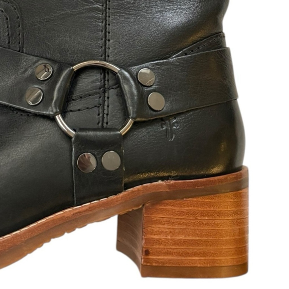 Frye Camryn Tall Shaft Harness Boots Black Leather in Sz 9 - Picture 10 of 12